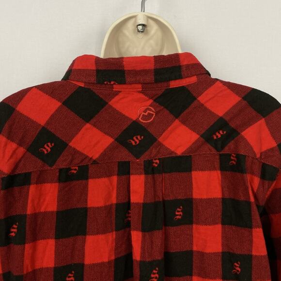Magellan x Shiner Flannel Shirt Womens XXL Buffalo Plaid Red Black Cabincore - Picture 8 of 16
